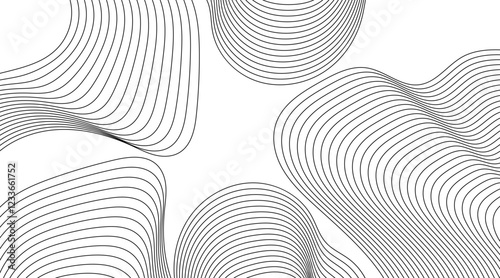 Monochrome Abstract Wavy Contour Background. Modern Topographic Design