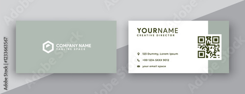business card design . double sided business card template modern and clean style . flat Green Quietude color