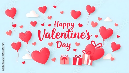 Valentines Day greeting card with hearts