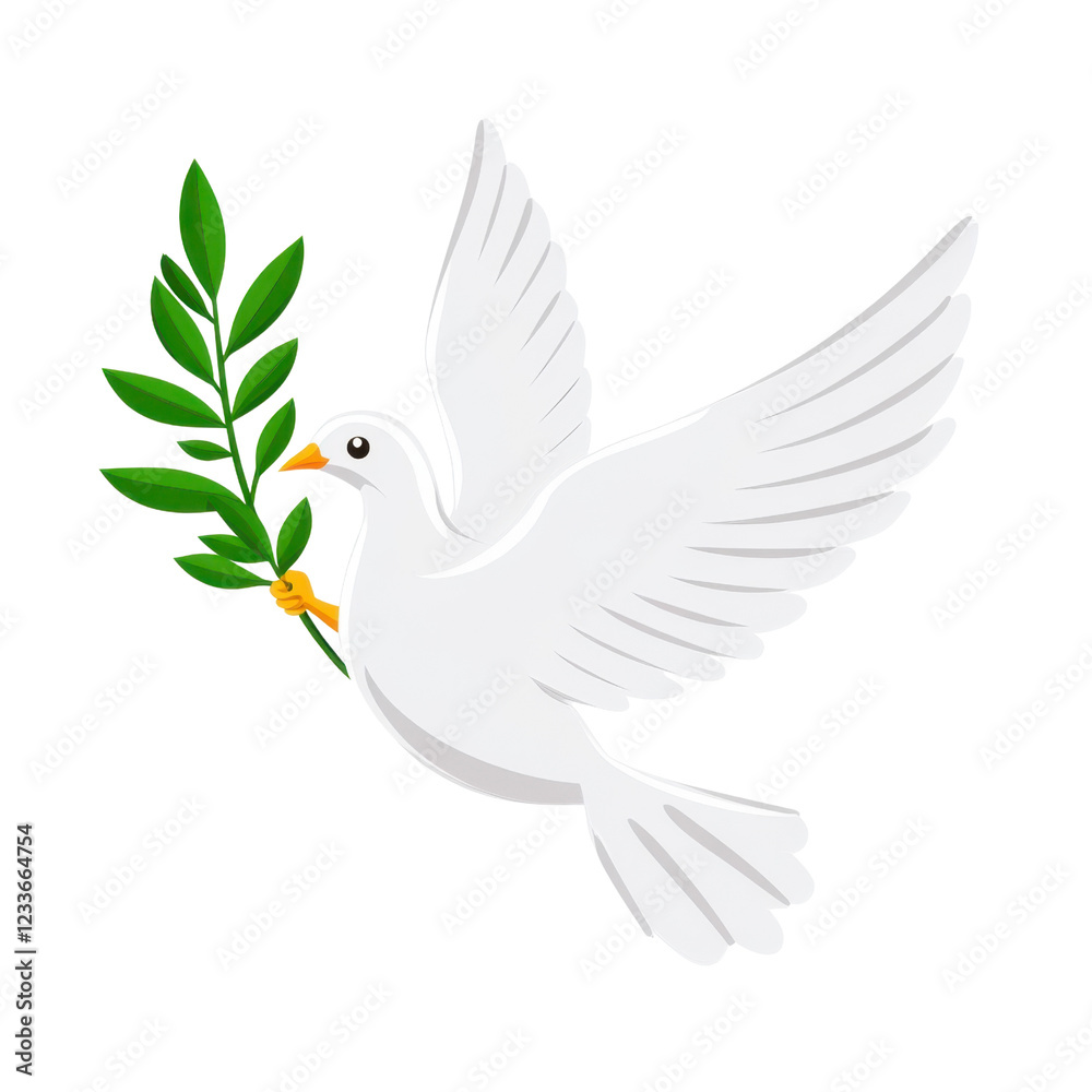 Fototapeta premium White Dove with Olive Branch Symbolizing Peace and Hope