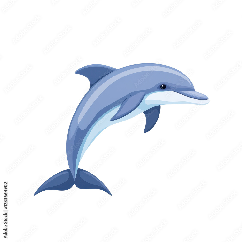 Fototapeta premium Playful Dolphin Swimming in Clear Blue Ocean Water
