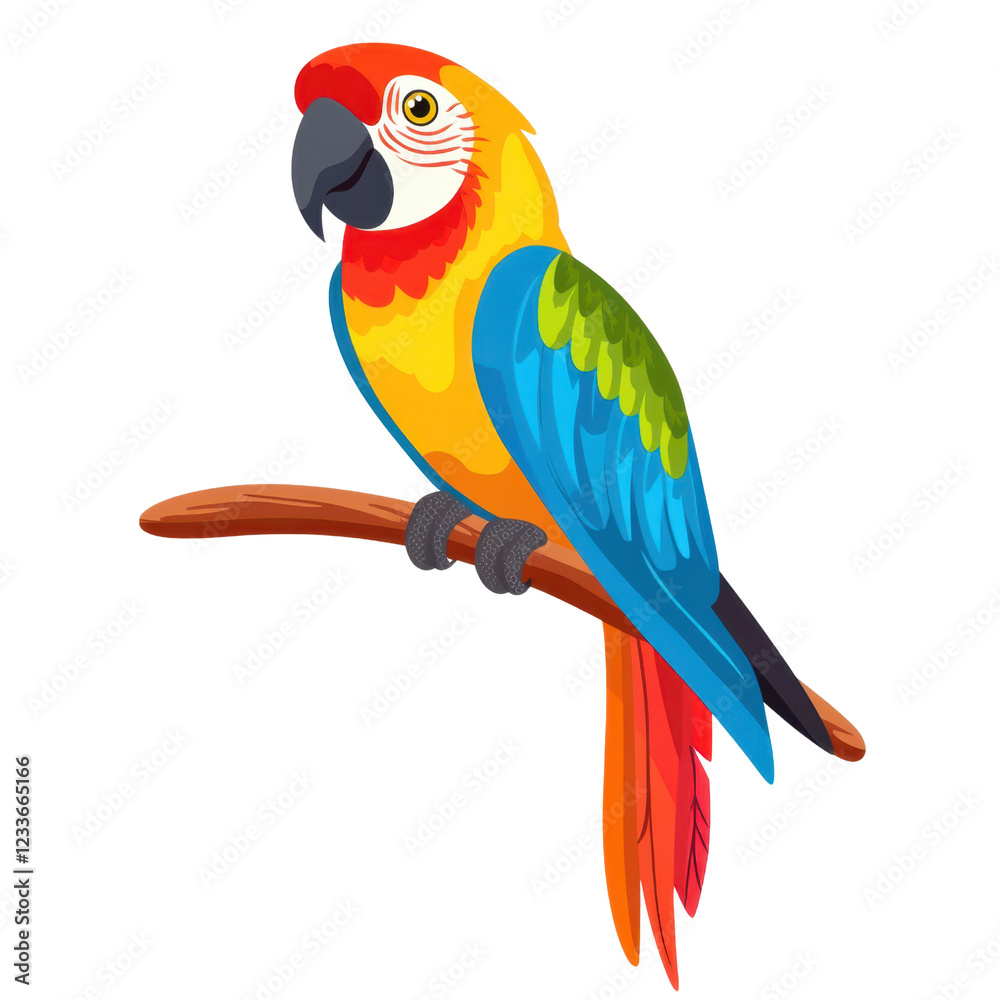 Fototapeta premium Colorful Parrot Sitting on a Branch with Vibrant Feathers