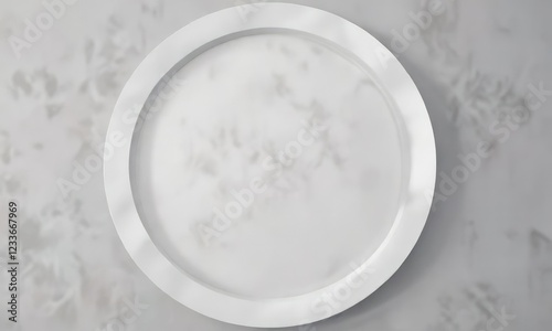 Smooth white surface with a circular element for design, ornament, abstract, round, bright, plain