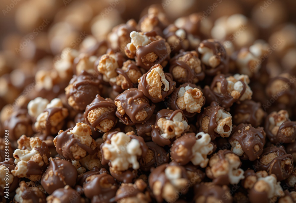 Close up of delicious chocolate covered popcorn. Close up of delicious chocolate covered popcorn.