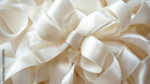 Elegant Cream Satin Ribbon Bow Abstract Design