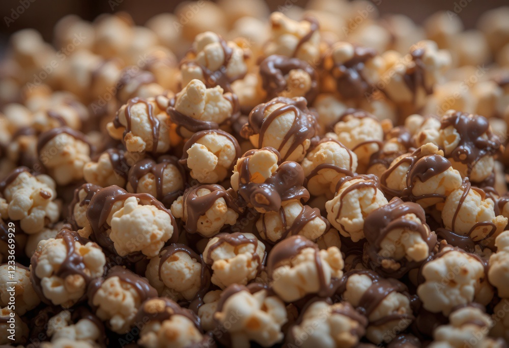 Close up of delicious chocolate covered popcorn. Close up of delicious chocolate covered popcorn.