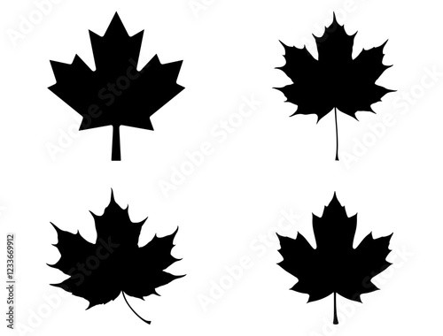 CANADIAN MAPLE LEAF SILHOUETTE ON WHITE BACKGROUND