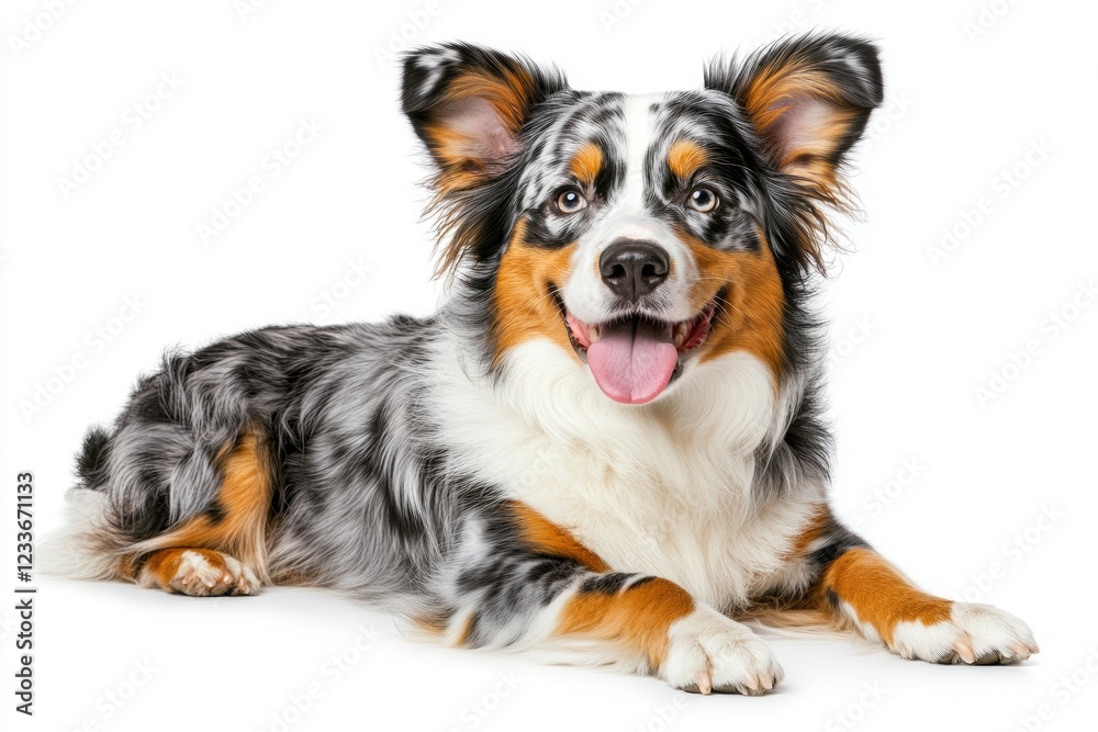 A happy Australian Shepherd posing elegantly for a portrait. A happy Australian Shepherd posing elegantly for a portrait.