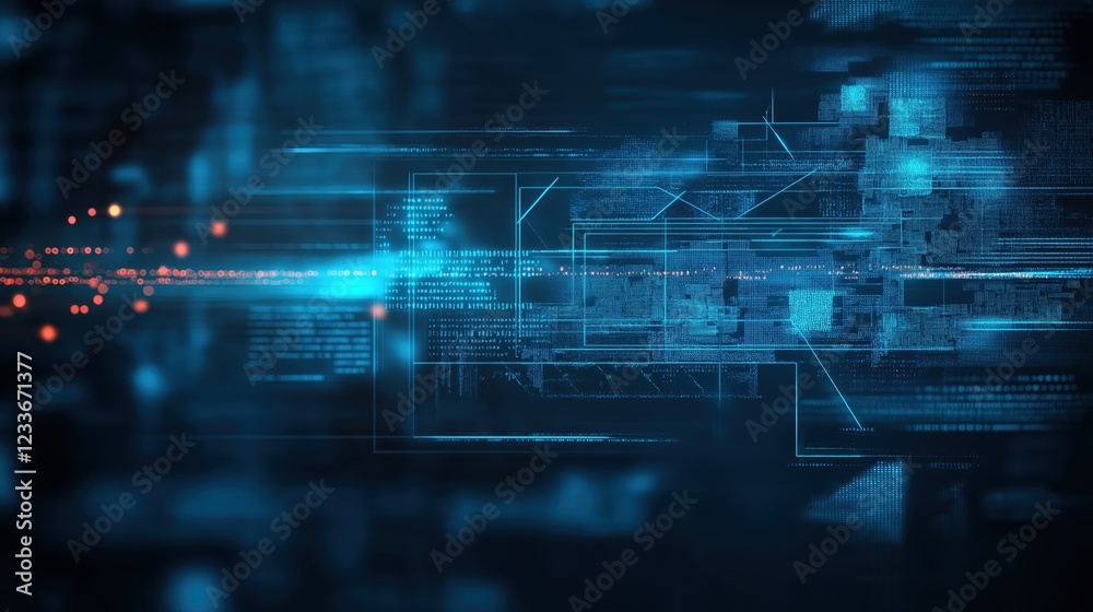 Obraz premium Digital background perfect for tech processes, neural networks, artificial intelligence, data transfer and security, ai generated background for digital storage, multimedia presentations