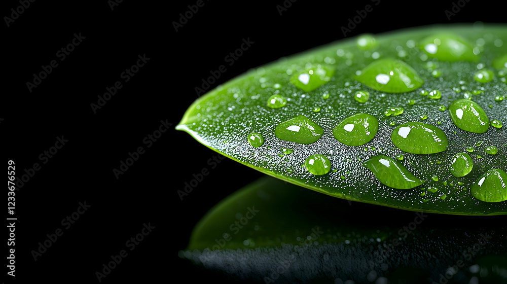 Dewdrops on leaf, black background, nature, serenity, spa Dewdrops on leaf, black background, nature, serenity, spa