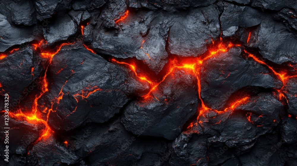 Molten Lava Flows Through Cracked Volcanic Rock Molten Lava Flows Through Cracked Volcanic Rock