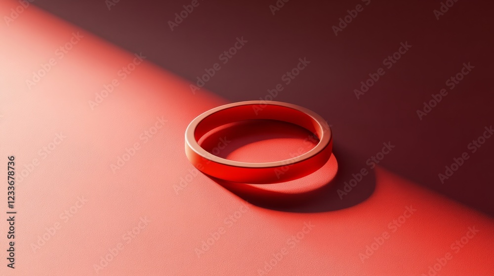 Minimalist 3D life rescue ring, clean red backdrop, sharp shadows 