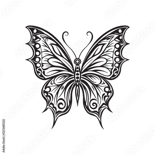 butterfly line art, vector