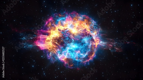 Wallpaper Mural Vibrant Cosmic Explosion in Deep Space with Colorful Gas Clouds Torontodigital.ca