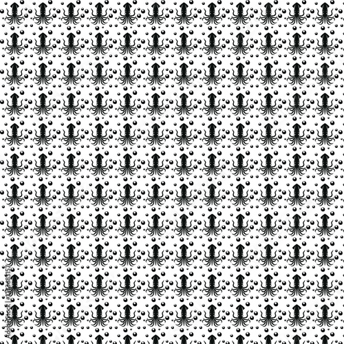 Seamless pattern with decorative elements. Black and white colors.