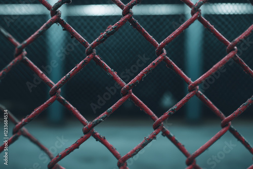 Red Rusty Chain Link Fence in Urban Setting