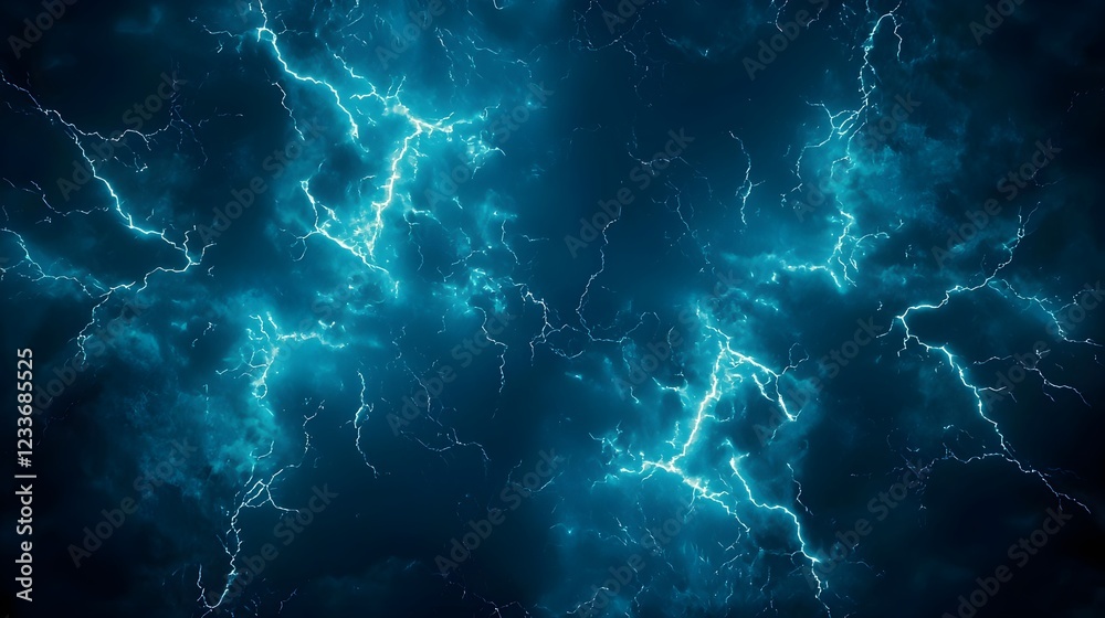 Fototapeta premium Abstract Blue Energy Background with Glowing Lightning