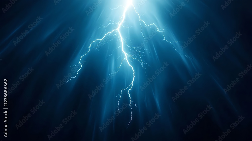 Fototapeta premium Abstract Blue Lightning Bolt Energy
