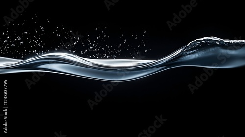 Abstract Blue Water Wave on Dark Background