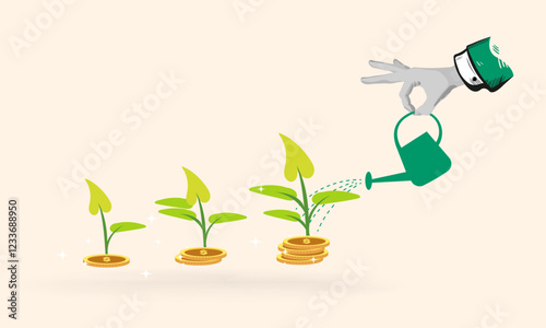 investment in money tree in step. Business concept