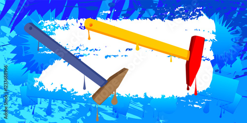 Hammer graffiti. Abstract modern street art decoration performed in urban painting style.