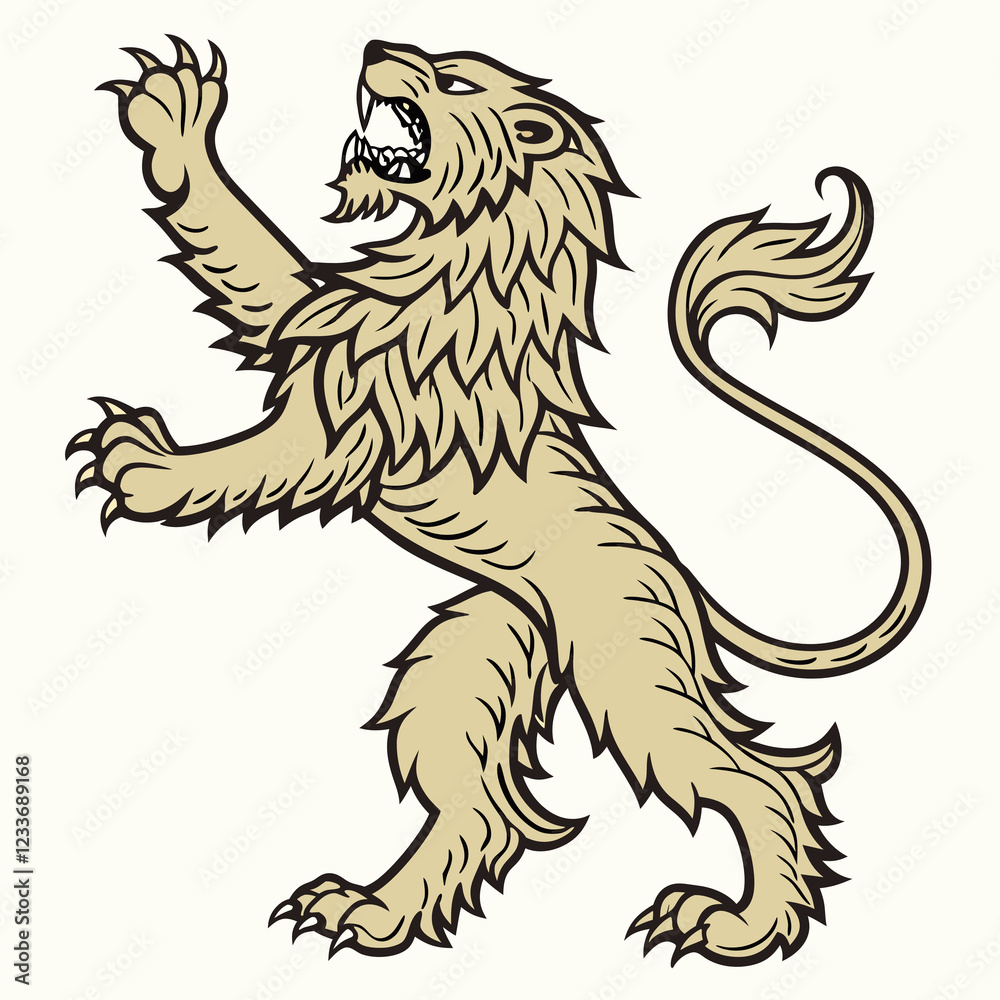 Fototapeta premium attacking aggressive lion isolated white backdrop