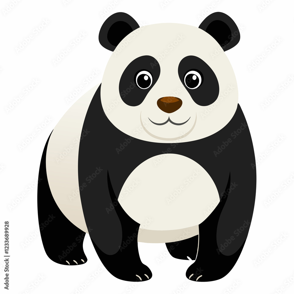Naklejka premium playful panda crawling and looking forward, isolated white