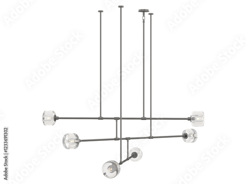 RH DEMARET MOBILE CHANDELIER - Elegant Lighting Fixture Against white Background photo