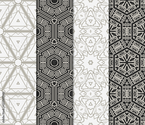 set of decorative floral seamless pattern. vector illustration. for invitation, greeting card, wallpaper, interior design