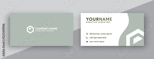business card design . double sided business card template modern and clean style . flat Green Quietude color