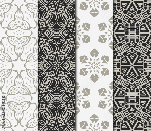 set of modern floral seamless pattern art background. Luxury texture for wallpaper, invitation. Vector illustration.