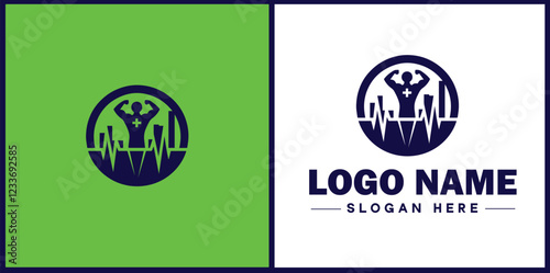 Physical Therapy icon Physiotherapy Rehab therapy Kinesiotherapy flat logo sign symbol editable vector