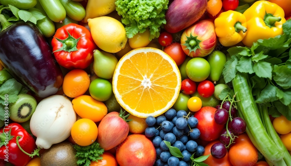 Vibrant Fresh Fruit and Vegetable Harvest Abundance Vibrant Fresh Fruit and Vegetable Harvest Abundance
