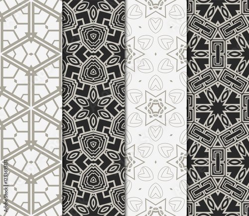 set of Seamless texture of floral decorative ornament. Vector illustration. For the interior design, printing, web and textile