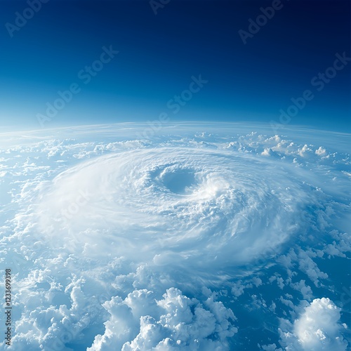 Aerial View of a Powerful Hurricane over Ocean