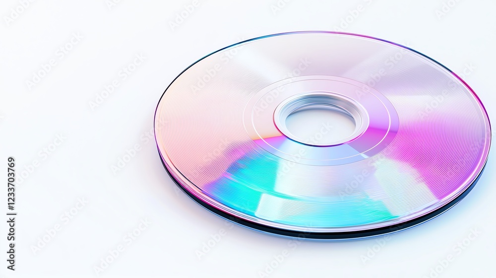 A vibrant and reflective CD lying on a white isolated background, showcasing its surface and design details, ideal for music, data storage, and digital media concepts. A vibrant and reflective CD lying on a white isolated background, showcasing its surface and design details, ideal for music, data storage, and digital media concepts.