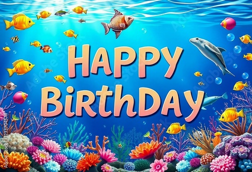 Vibrant Happy Birthday Banner with Balloons and Confetti