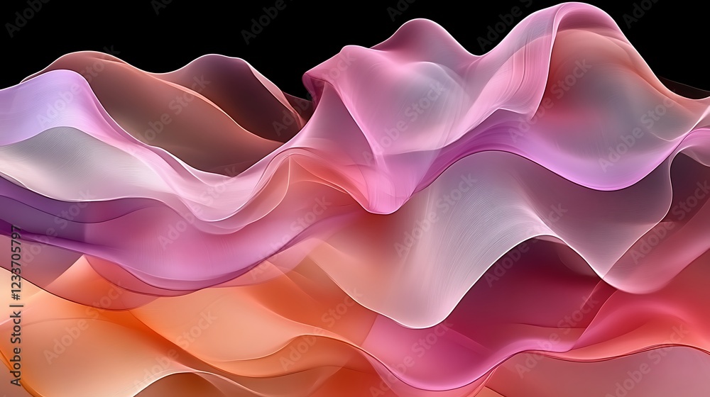 Obraz premium Abstract Pink Orange Waves Flowing Design