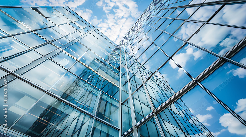 A modern office building with a glass facade and an open doorway leading into a the financial district of a modern metropolis, business and finance concept. A modern office building with a glass facade and an open doorway leading into a the financial district of a modern metropolis, business and finance concept.