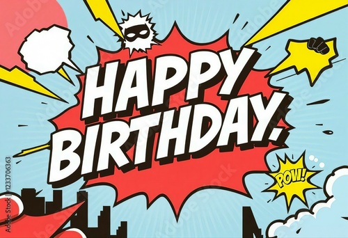 Vibrant Happy Birthday Banner with Balloons and Confetti