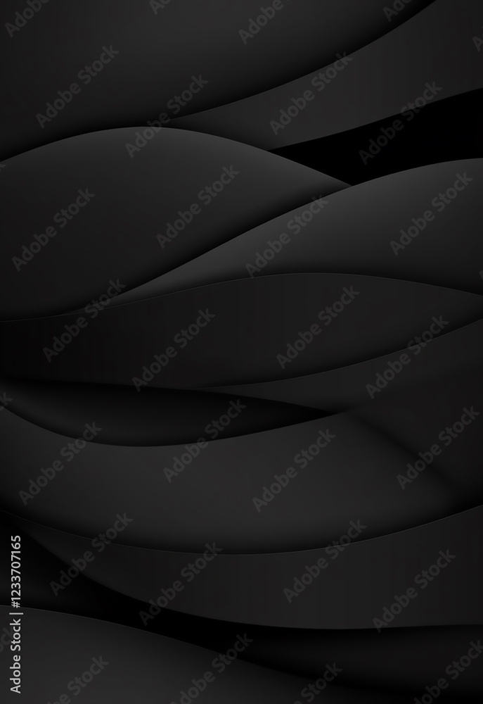 Abstract black wave banner with fluid curves on dark background. Black Wave Pattern Background Abstract black wave banner with fluid curves on dark background. Black Wave Pattern Background