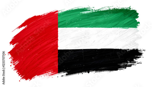 abstract UAE flag in paint brush strokes isolated on white background
