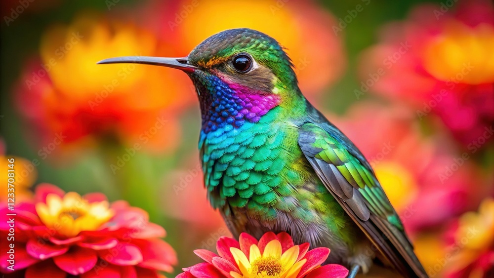 Obraz premium Mesmerizing Hummingbird Perched on a Flower Blossom