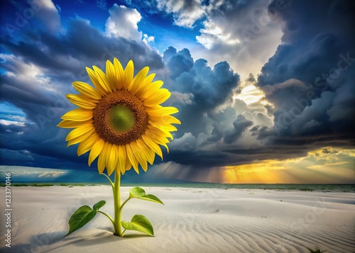 Sunflowers in Surreal Desert Mirage photo