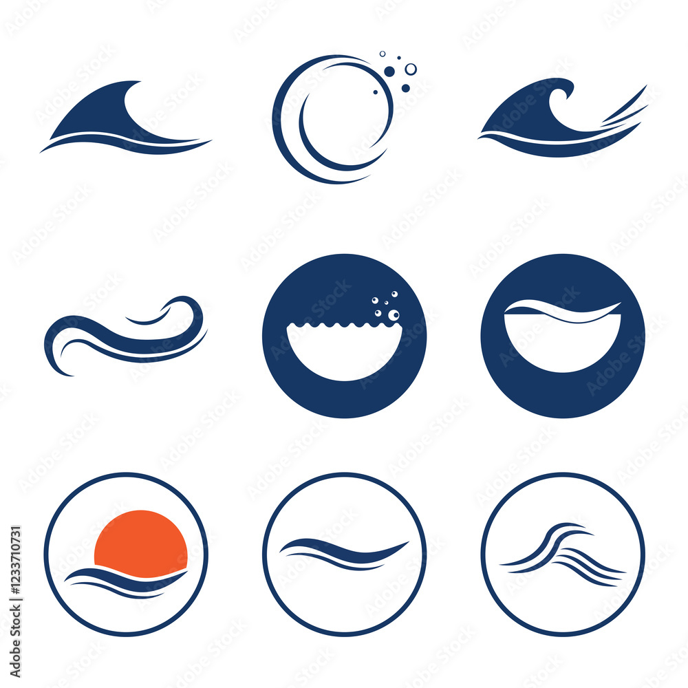 Fototapeta premium Wave Logo Vector Art, Icons, and Graphics