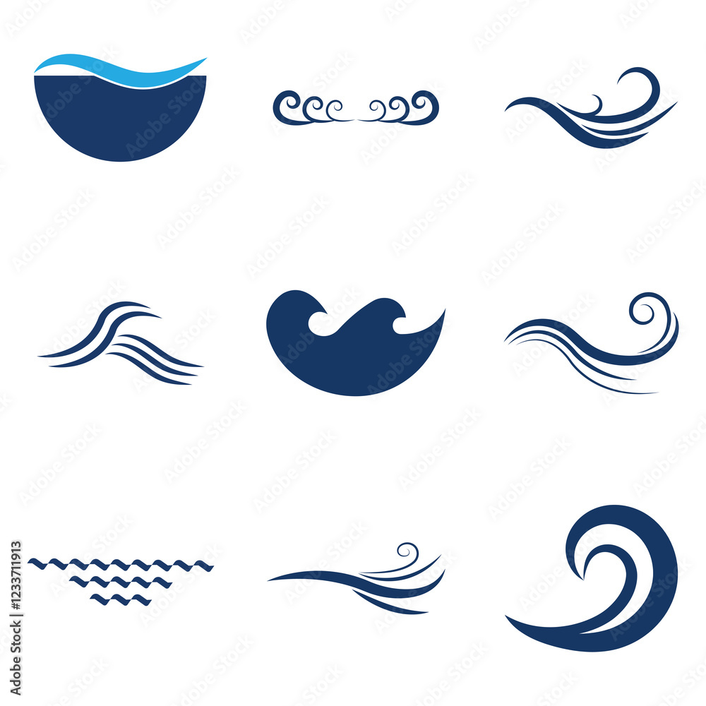 Obraz premium Wave Logo Vector Art, Icons, and Graphics