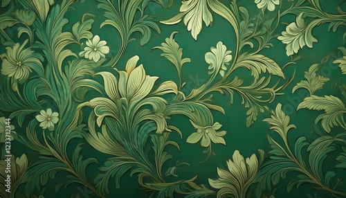 Wallpaper Mural Elegant Vintage Green Floral Wallpaper with Subtle Ornamentation, Showcasing a Muted Palette Amidst a Background Rich in Copy Space, Perfect for Digital Art, Home Decor, or Design Inspiration. Torontodigital.ca