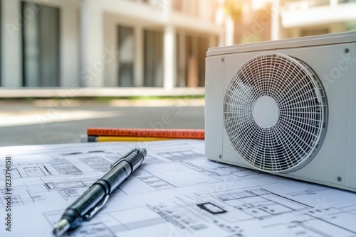 HVAC engineering concept. Detailed cooling load calculations for air conditioning systems in expansive commercial spaces 