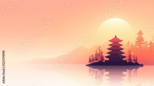 Vector Illustration of a Traditional Balinese Celebration on the Beach