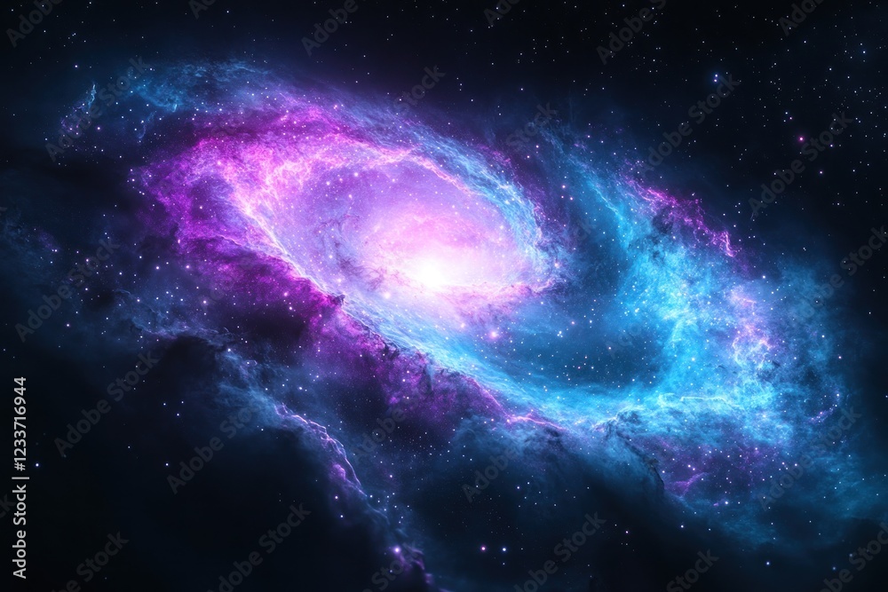 Fototapeta premium Vibrant cosmic swirl of purple and blue nebula in space